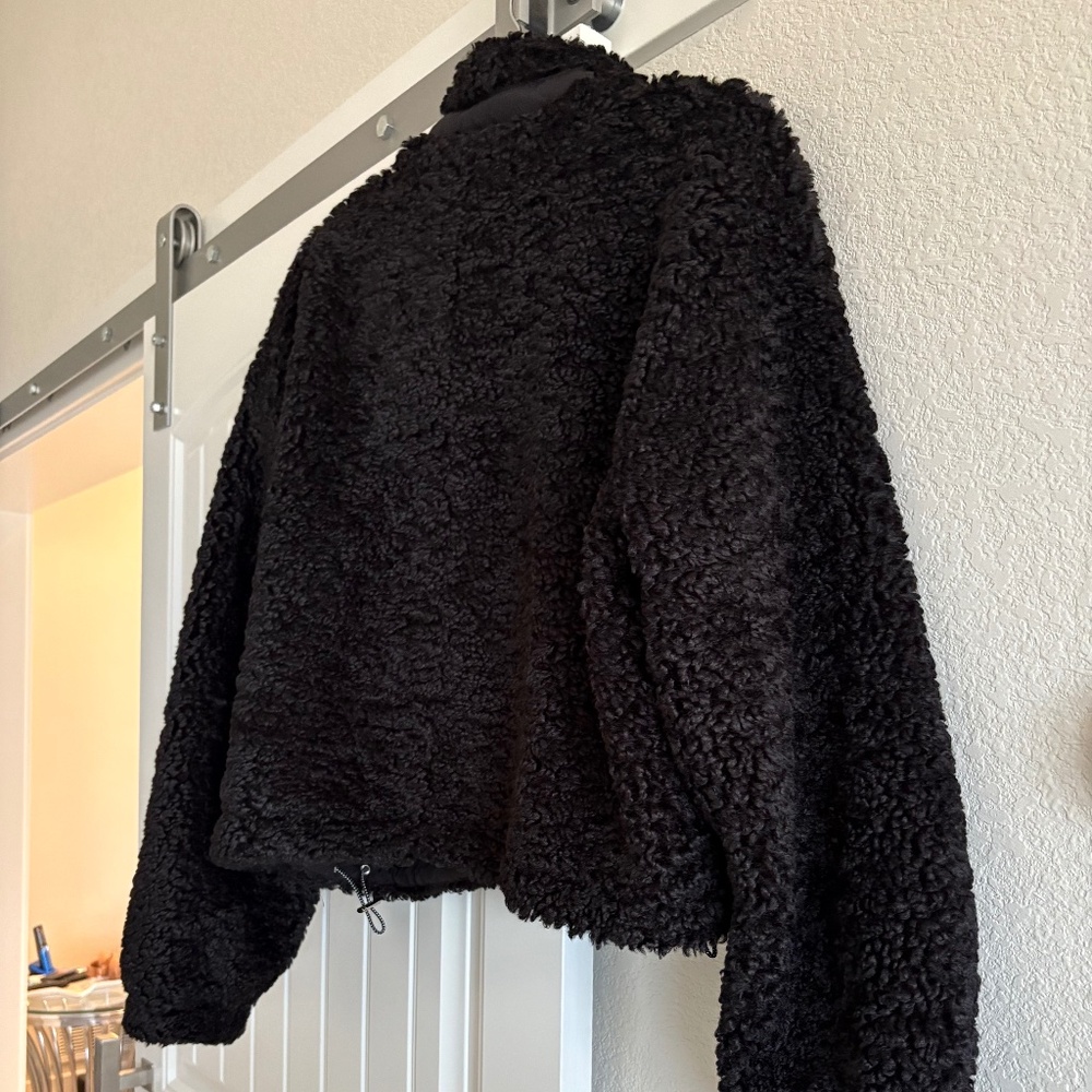 NEW "SOMETHING NAVY🔥" Color Black Teddy Patch Pocket Warm Winter Jacket Large L - Picture 12 of 12